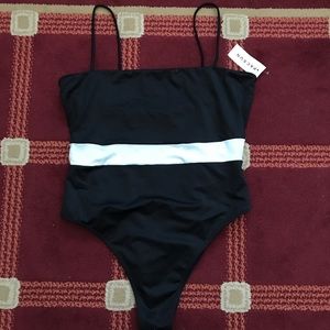 Pacsun Black and white cheeky one-piece swimsuit